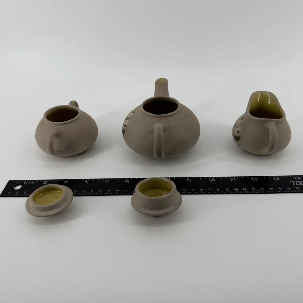 Pigeon River Pottery Creamer Sugar Teapot Set Dogwood Flower Handmade‎ 3pc VTG